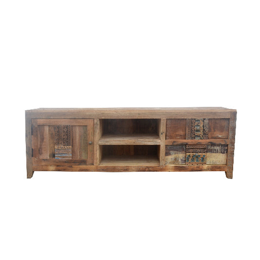TV cabinet carved from recycled mango wood 166x40x56cm