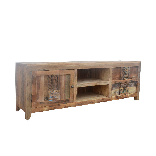 TV cabinet carved from recycled mango wood 166x40x56cm