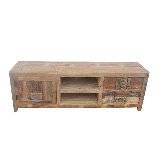 TV cabinet carved from recycled mango wood 166x40x56cm