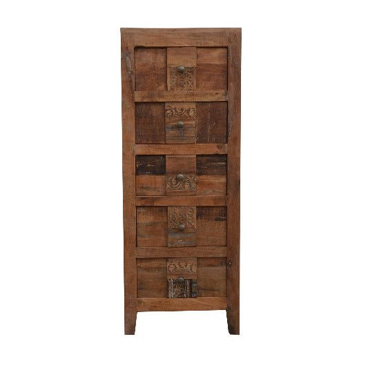 Kommode rezykliertem Mangoholz 5 Schubladen 46x40x120cm