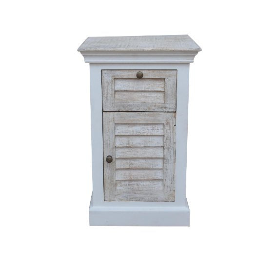 Commode en bois de manguier avec 1 tiroir et 1 porte, 45x40x72cm