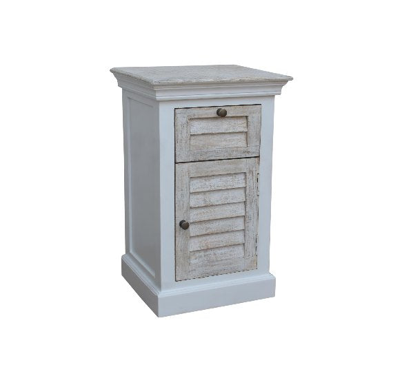 Commode en bois de manguier avec 1 tiroir et 1 porte, 45x40x72cm