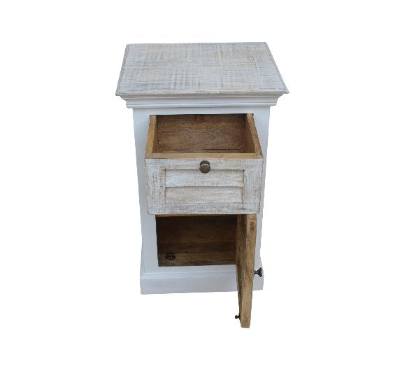 Commode en bois de manguier avec 1 tiroir et 1 porte, 45x40x72cm