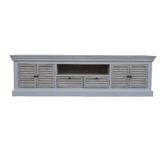 TV cabinet mango wood with 4 doors, 2 drawers and 2 open compartments 190x40x54cm