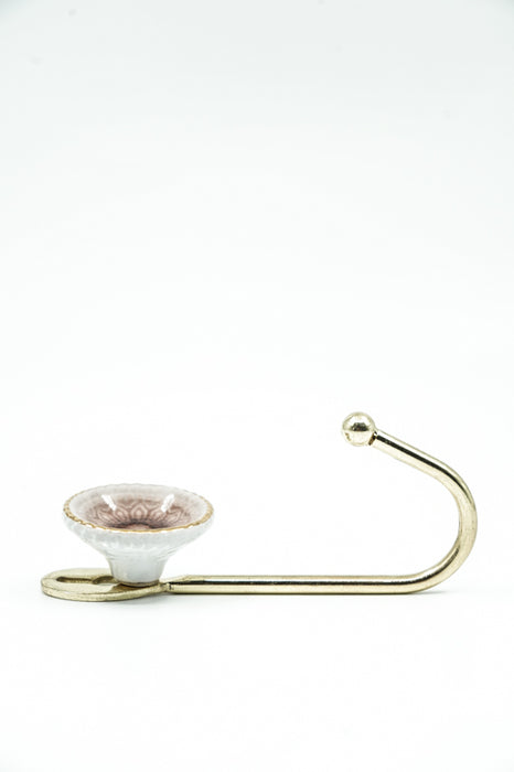 Patère ronde en céramique marron/dorée