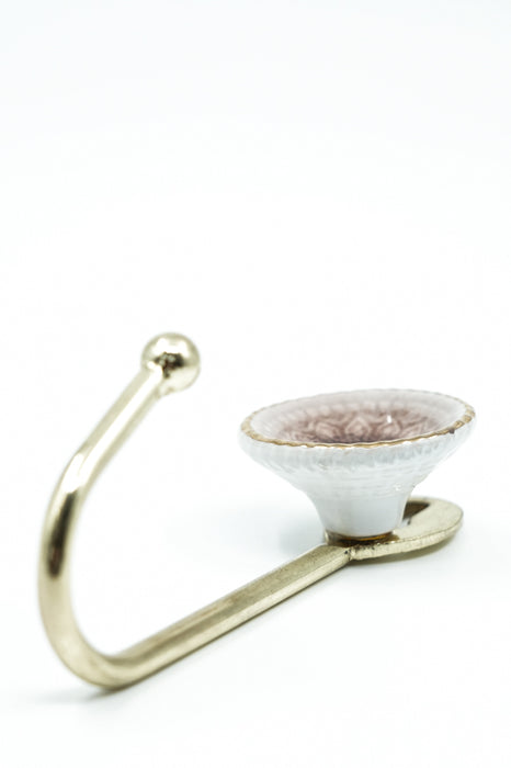 Patère ronde en céramique marron/dorée