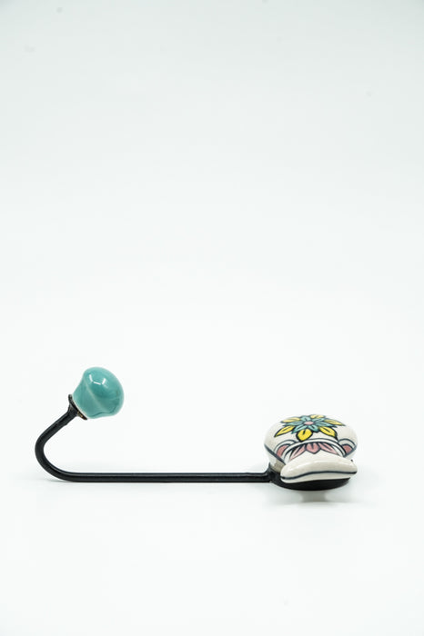 Patère poisson en céramique peinte en blanc/bleu/jaune/multicolore