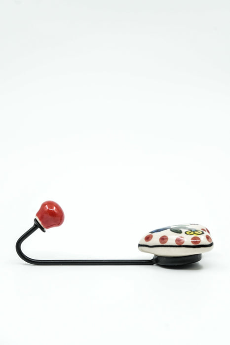 Patère en céramique cœur peinte en blanc/rouge/multicolore