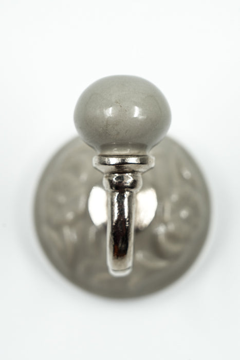 Patère ronde en céramique grise