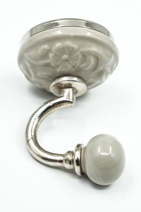 Patère ronde en céramique grise