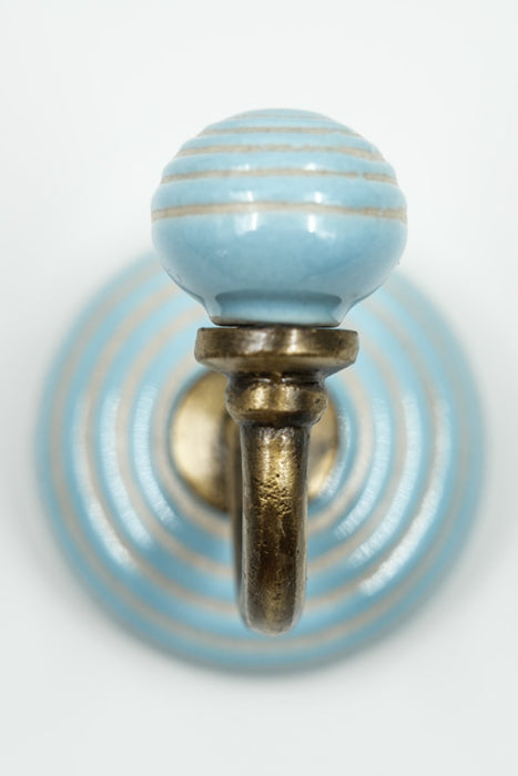 Kleiderhaken Keramik rund 2-farbig blau/weiss