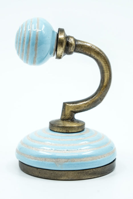 Kleiderhaken Keramik rund 2-farbig blau/weiss