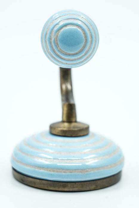 Kleiderhaken Keramik rund 2-farbig blau/weiss