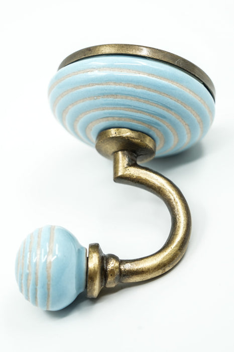 Kleiderhaken Keramik rund 2-farbig blau/weiss