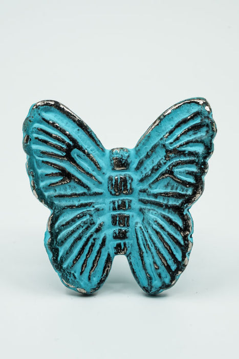 doorknob iron butterfly turquoise