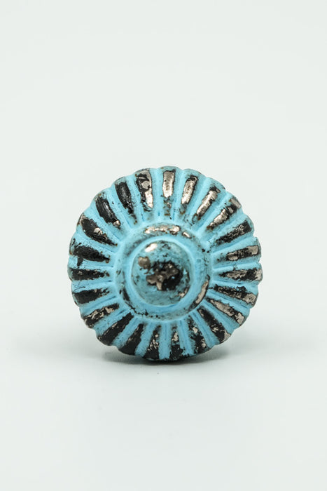 Türknopf Eisen rund vintage türkis
