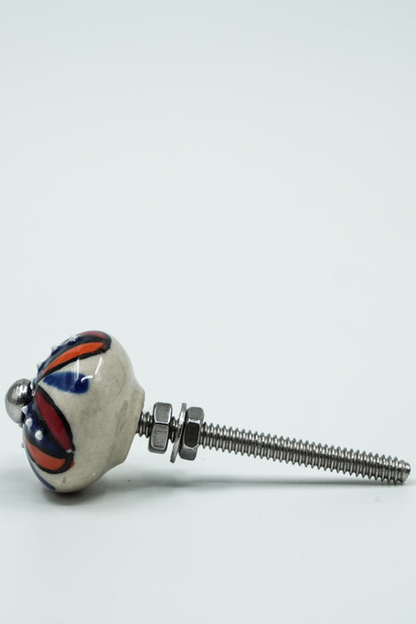 Türknopf Keramik rund orange/blau/weiss