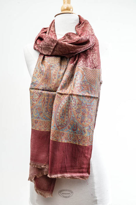 Scarf viscose patterned rust 70x185cm