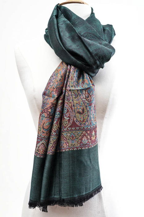 Scarf viscose dark green 70x185cm