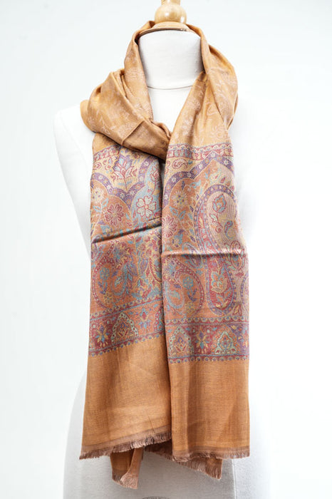 Viscose Paisley mustard yellow scarf 70x185cm