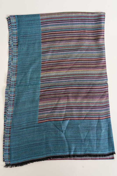 Écharpe viscose rayée bleue 70x185cm