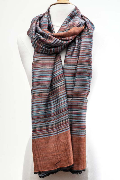 Schal Viskose gestreift orange 70x185cm