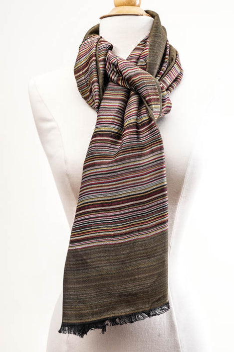 Schal Viskose gestreift grün 70x185cm