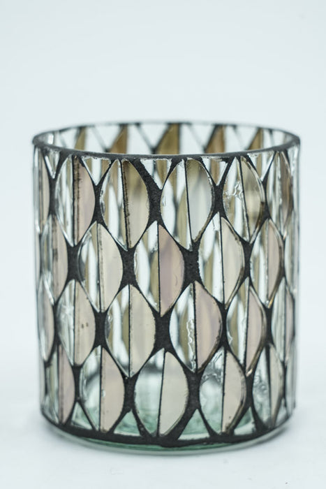Glass lantern mosaic cylinder copper-colored 7x8cm