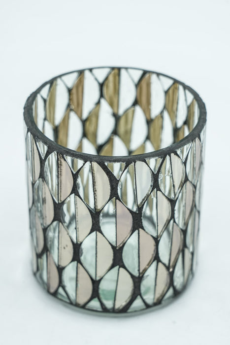 Glass lantern mosaic cylinder copper-colored 7x8cm