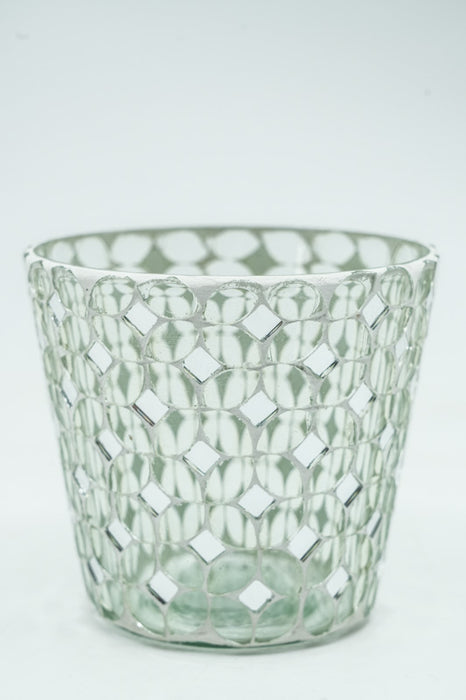 Glass lantern mosaic clear conical 10x10cm