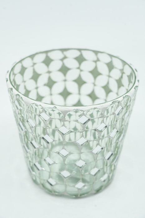 Glass lantern mosaic clear conical 10x10cm