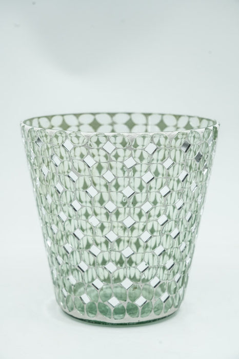 Glass lantern mosaic clear conical 15x15cm