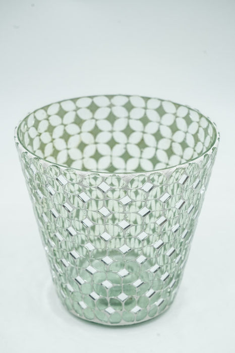 Glass lantern mosaic clear conical 15x15cm