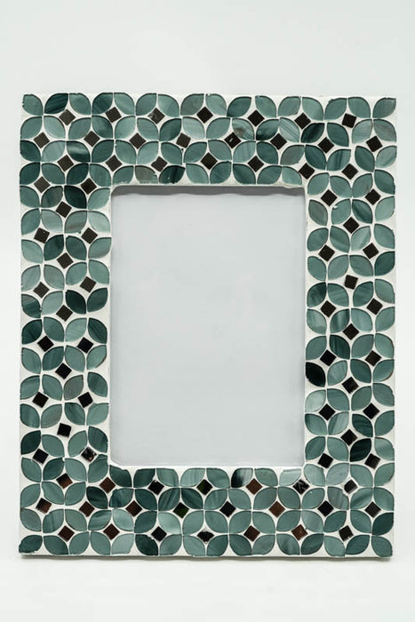 Cadre photo mosaïque vert MDF 21x26 cm