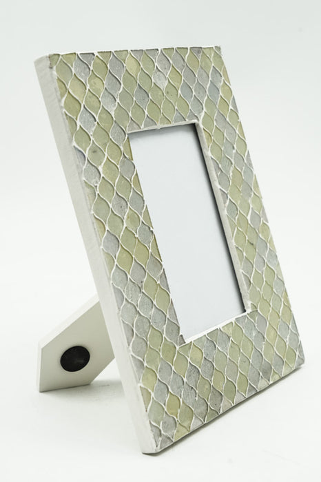 Cadre photo mosaïque beige MDF 18x23 cm