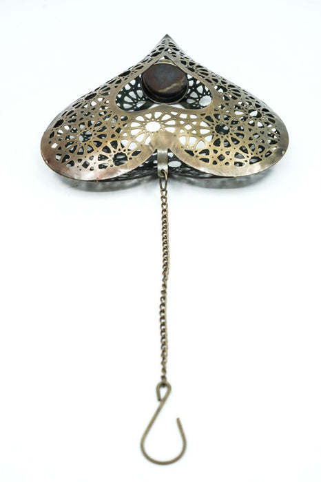 Photophore décoratif suspendu en forme de cœur en laiton antique 21x21x4,5 cm