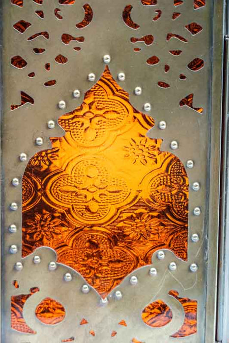 Laterne 6-eckig Messing orange 47x20x18 cm