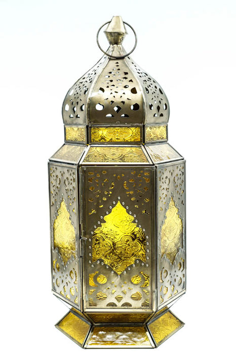 Lantern hexagonal brass yellow 47x20x18 cm