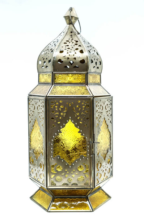 Lantern hexagonal brass yellow 47x20x18 cm
