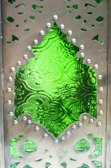 Lantern hexagonal brass green 47x20x18 cm