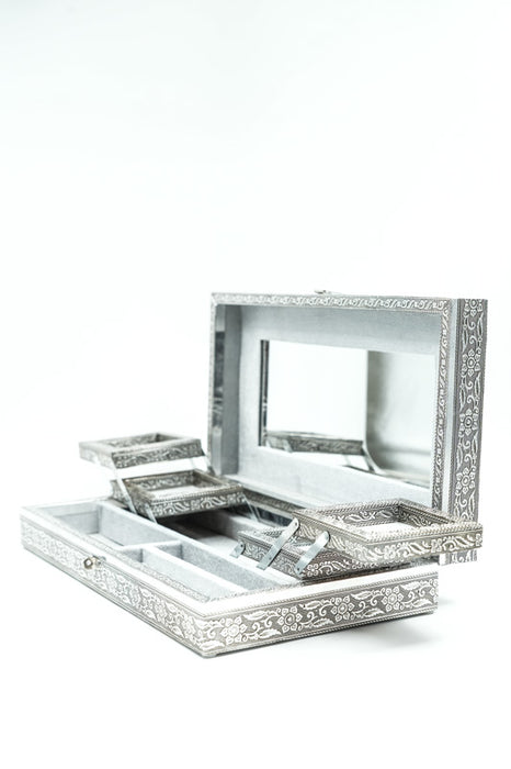 Jewelry box silver-colored butterflies 38x18x7.6 cm