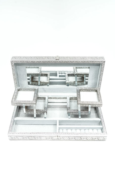 Jewelry box silver-colored butterflies 38x18x7.6 cm