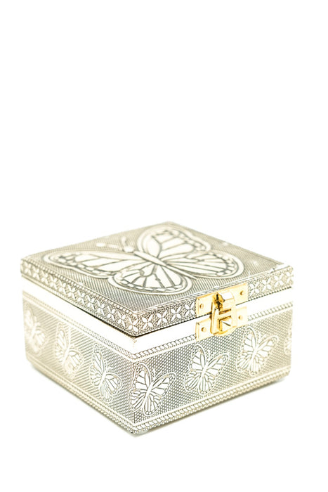 Gift box butterfly brass-colored 10x10x5 cm