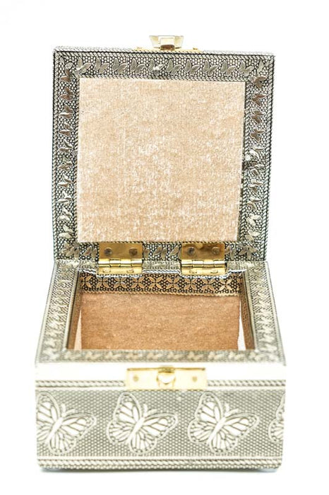 Gift box butterfly brass-colored 10x10x5 cm