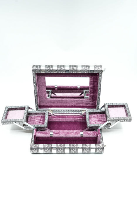 Jewelry box silver-colored Hamsa Hand 28x18x7.6 cm