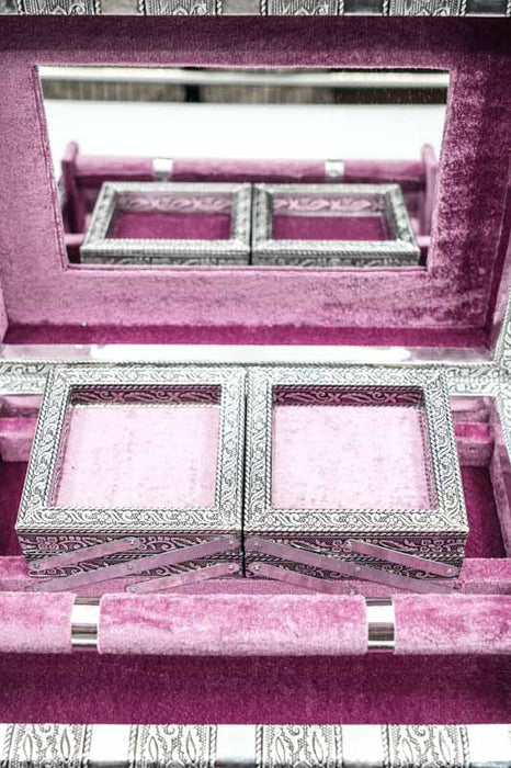 Jewelry box silver-colored Hamsa Hand 28x18x7.6 cm