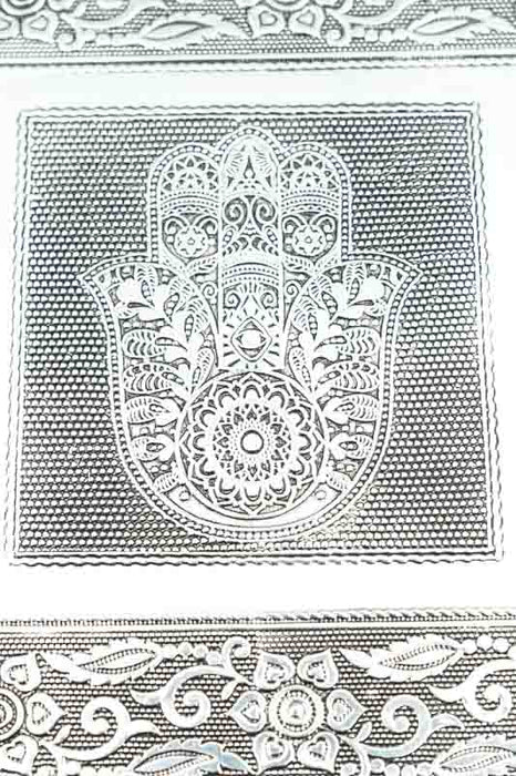 Jewelry box silver-colored Hamsa Hand 28x18x7.6 cm