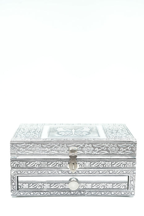 Jewelry box silver-colored butterfly 23x15x10 cm