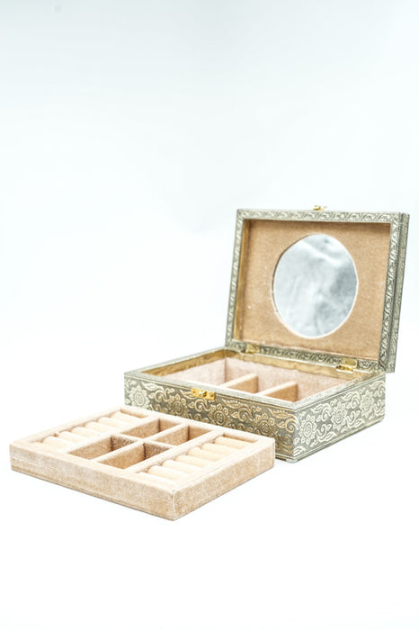 Schmuckschatulle messingfarben Blume 23x18x7.6 cm