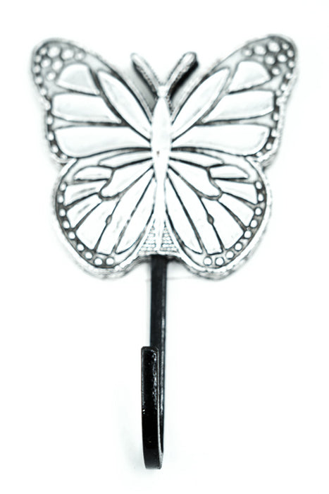 Patère papillon argentée 10x15 cm